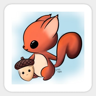 'Lil squirrel with a happy acorn Sticker